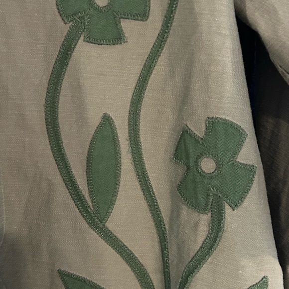 The Great Floral Applique Jacket Commodore Army Green Pockets NWT Size 3/Large - Picture 9 of 12